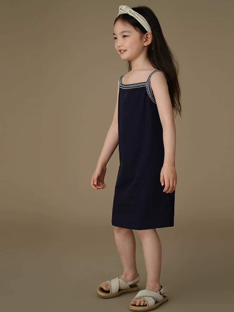 Váy camisole dệt kim mỏng mùa hè cho bé gái, váy lót trẻ em, quần áo mùa hè cao cấp cho trẻ lớn.