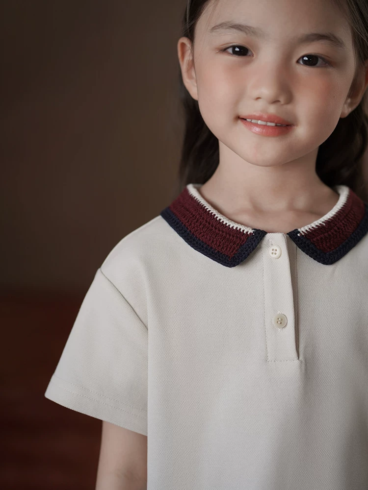 Quần áo trẻ em Hazi 25 Áo thun ngắn tay mùa hè cho trẻ em Áo sơ mi POLO sành điệu dành cho bé trai và bé gái Áo dệt kim Đơn giản và đa năng