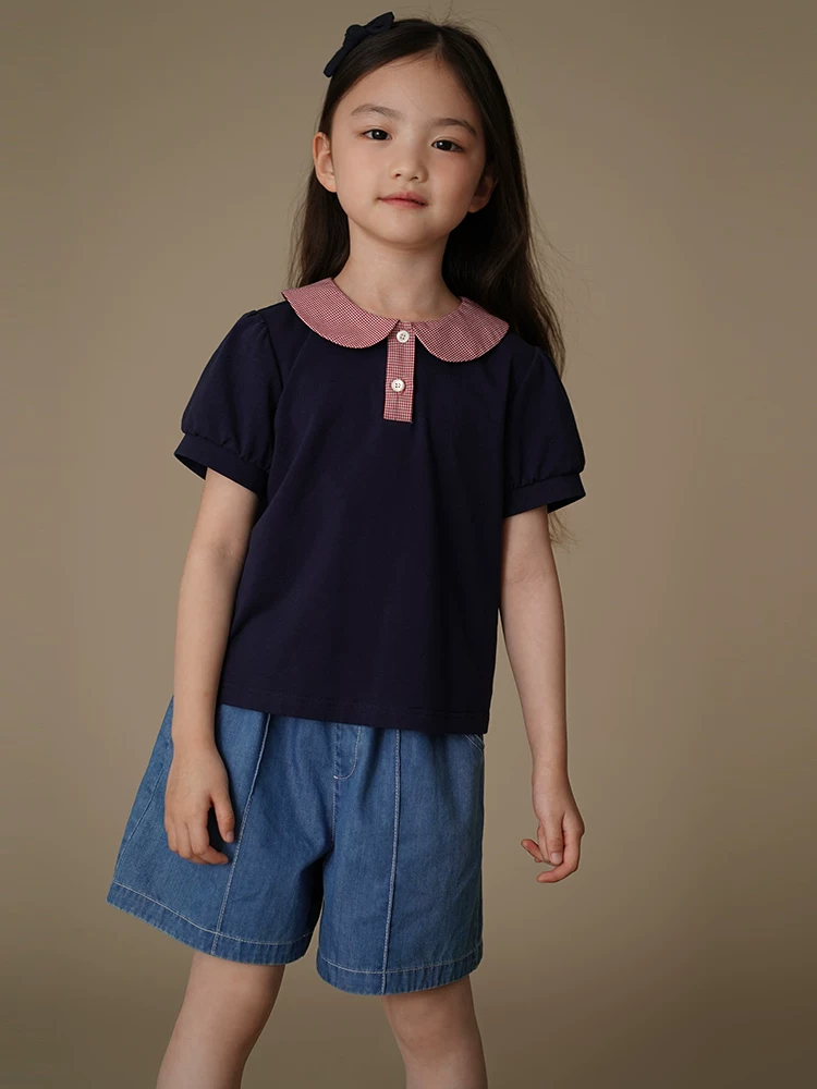 Quần áo trẻ em quần short dáng rộng quần năm điểm quần denim cho bé gái mặc mùa hè cotton nguyên chất thân thiện với làn da