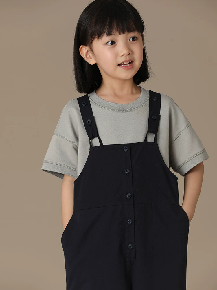 Quần áo trẻ em mùa xuân hè quần cotton thông thường quần yếm trẻ em dáng rộng quần dài bé trai và bé gái phong cách cha mẹ và con cái