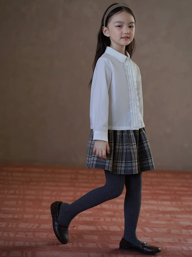 Quần áo trẻ em cho mùa xuân và mùa thu, trang phục biểu diễn đồng phục học sinh kiểu Hàn Quốc mới, váy kẻ sọc JK cho bé gái.