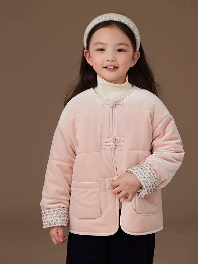Quần áo trẻ em Hazi Áo khoác màu hồng ngọt ngào dành cho nữ Áo khoác cotton nhung dày dặn ấm áp Quần áo mùa đông phong cách Trung Quốc mới dành cho trẻ em 25 kiểu mới