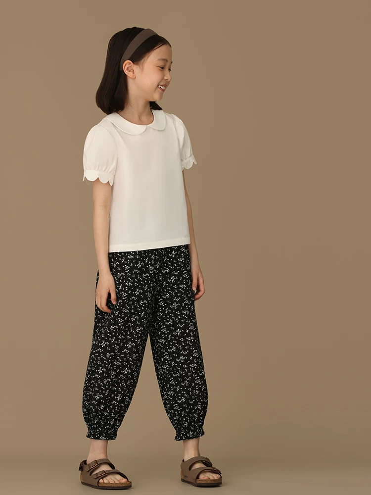 Quần áo mùa hè cho trẻ em áo sơ mi ngắn tay họa tiết hoa quần jogger quần crop bé gái trang phục mùa hè mỏng