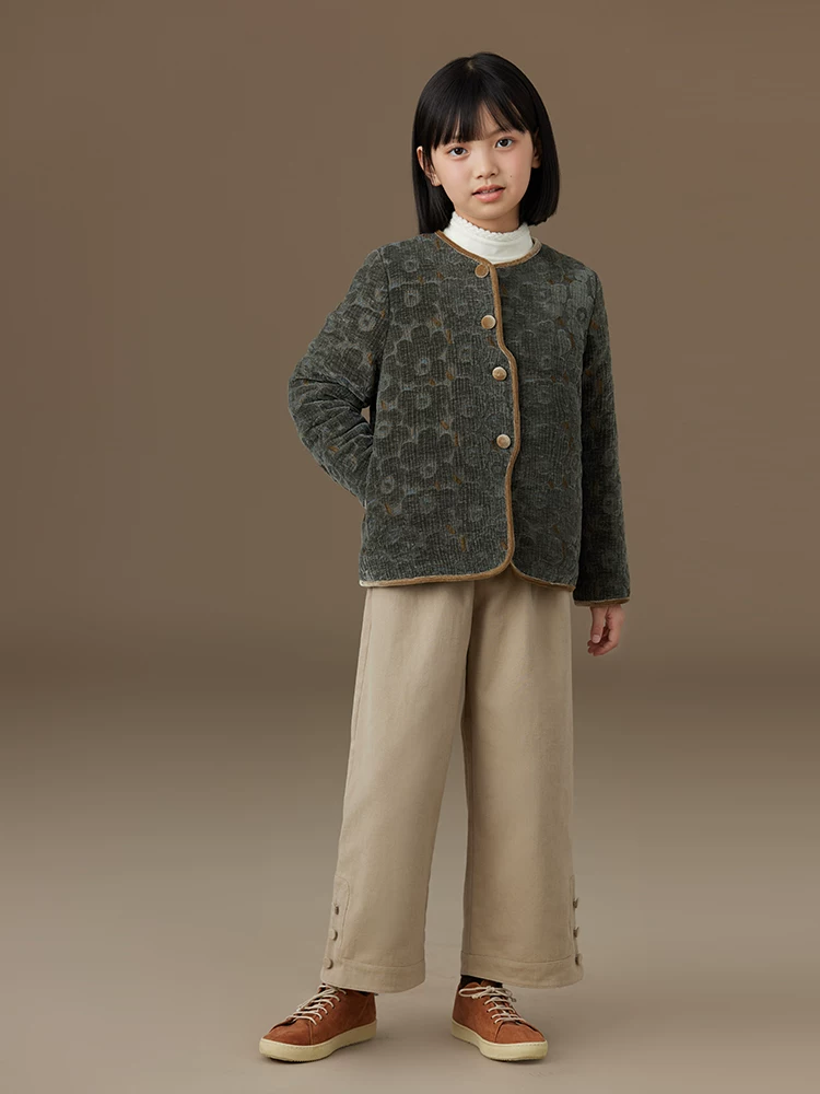 Quần áo trẻ em mùa thu đông cotton dáng rộng áo kiểu cha mẹ và con gái áo khoác có đệm cho trẻ lớn hơn