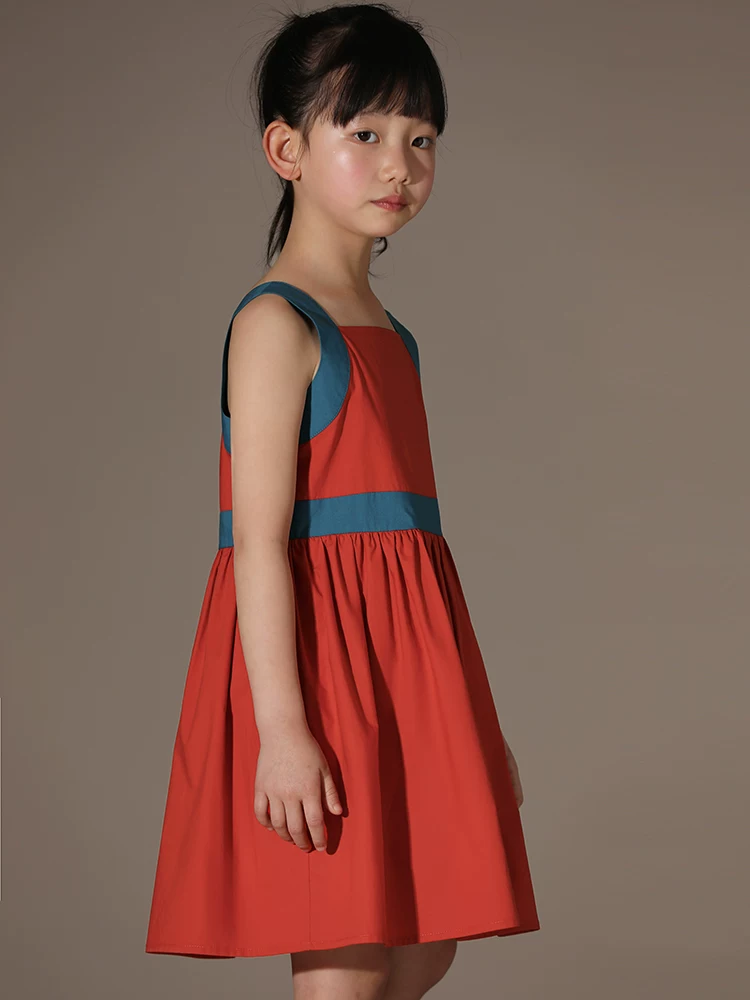 Áo ba lỗ cotton nguyên chất phong cách mẹ và bé phối màu mùa xuân hè, kiểu đầm công chúa cho bé gái