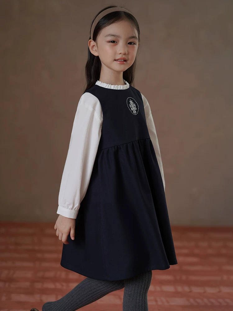 Quần áo trẻ em Ha Chi Xuân Thu Váy vest trẻ em Thanh lịch Cao cấp Chiều dài trung bình Váy phong cách đại học Váy mùa thu cho bé gái Phong cách mới