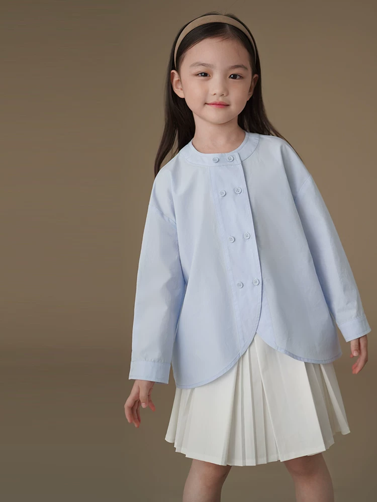 Quần áo trẻ em mùa hè mới đơn giản thanh lịch váy xếp ly màu trắng váy học sinh nữ váy nửa thân nữ