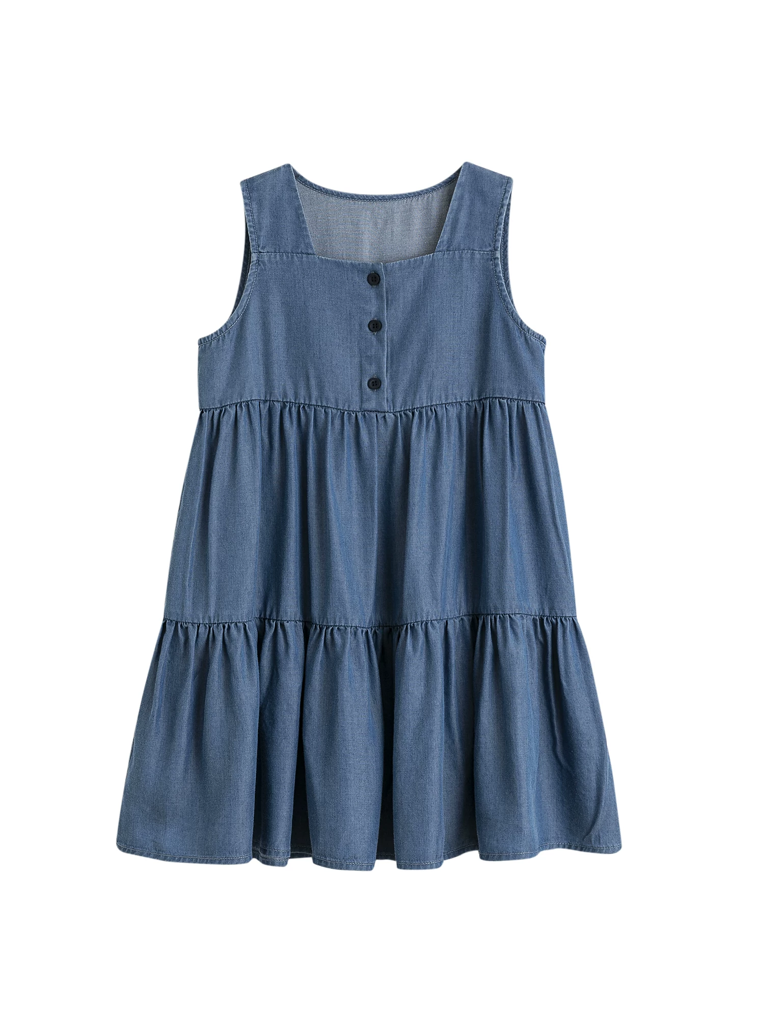 Quần áo trẻ em mùa hè, váy vest kiểu học sinh, váy đồng điệu cha mẹ và con cái, váy denim mát mẻ cho bé gái và trẻ lớn.