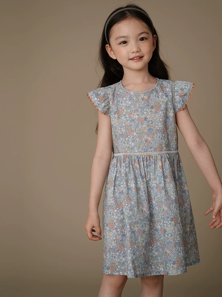 Quần áo trẻ em mùa hè Váy hoa phong cách Hàn Quốc có tay áo nhỏ xòe cho trẻ lớn trang phục mùa hè mới