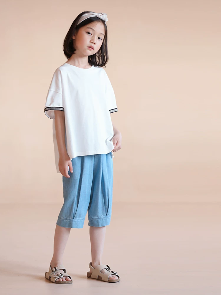 Quần áo trẻ em Ha Chi Bộ sưu tập mới Xuân/Hè dành cho bé trai và bé gái Quần short năm điểm đa năng có lưng thun thông thường dành cho cha mẹ và con cái