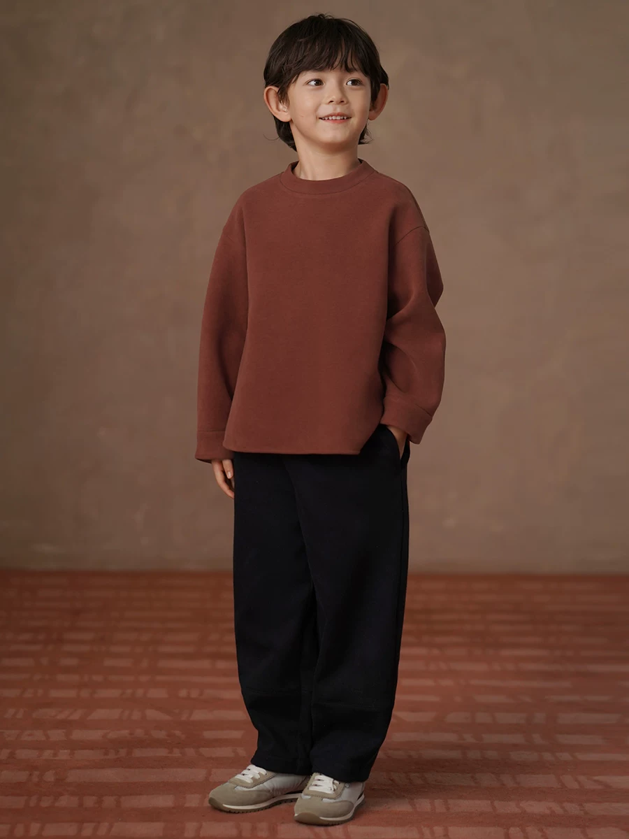 Quần áo mùa đông trẻ em áo len đỏ phong cách Hàn Quốc áo hoodie lông cừu dáng rộng bé trai bé gái áo len dày ấm áp