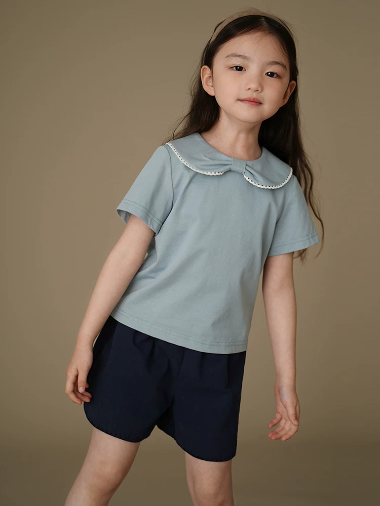 Quần thường ngày mùa hè cho trẻ em, quần short bằng vải cotton đơn giản và thân thiện với làn da dành cho bé gái, quần năm điểm dành cho trẻ lớn hơn, mẫu mới 25.