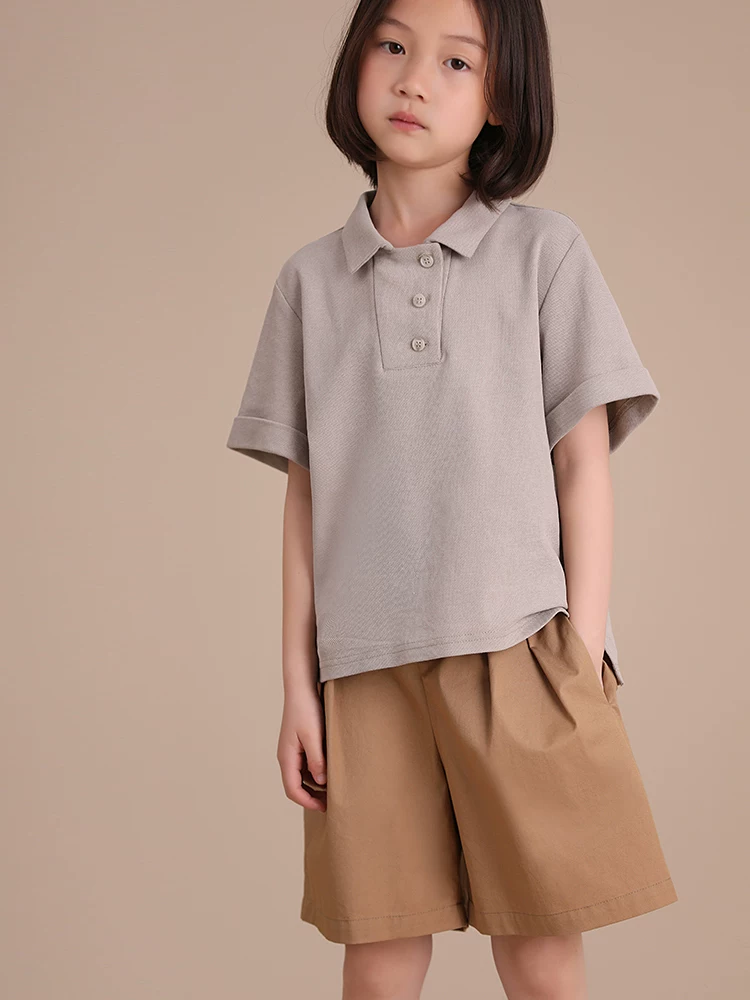 Quần áo trẻ em Hazi Mùa hè Mới về Phong cách cha mẹ và con cái Kiểu dáng rộng rãi Chất liệu cotton nguyên chất Đa năng Phong cách Nhật Bản Eo co giãn Quần short ống rộng năm điểm