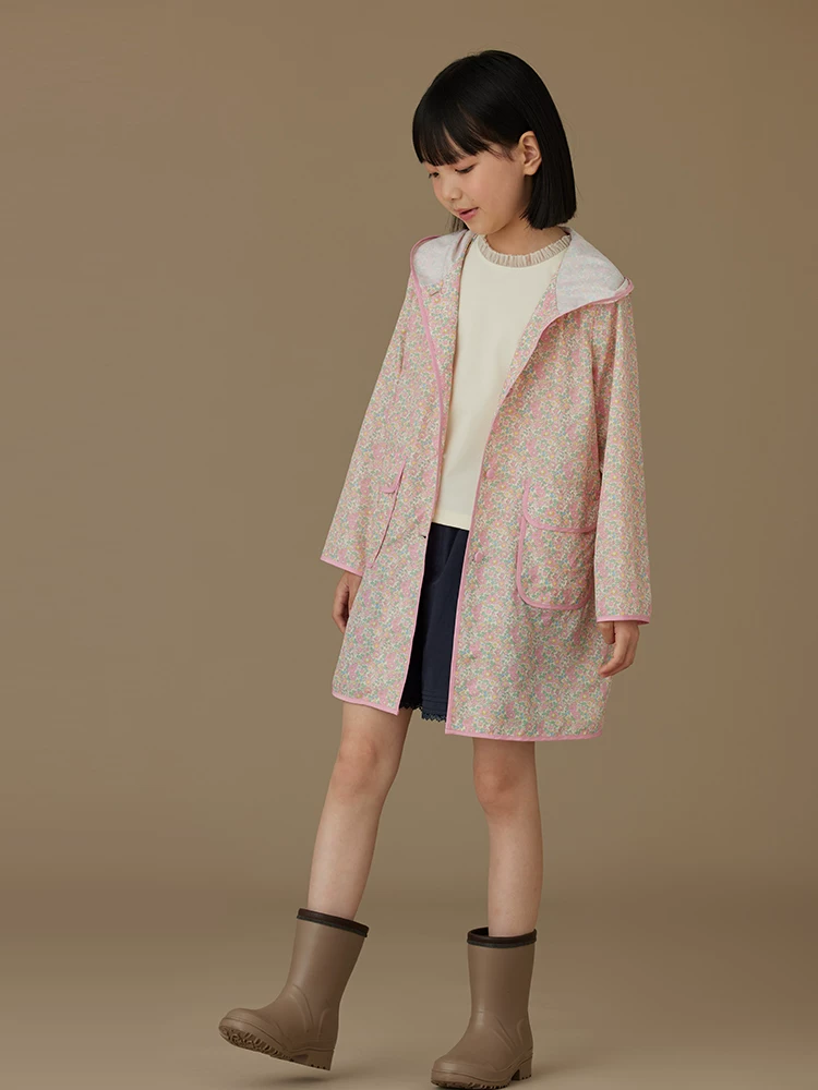 Áo mưa hoa hồng cho bé gái mùa hè, áo poncho có mũ chống thấm nước dành cho bé gái mẫu giáo và tiểu học.