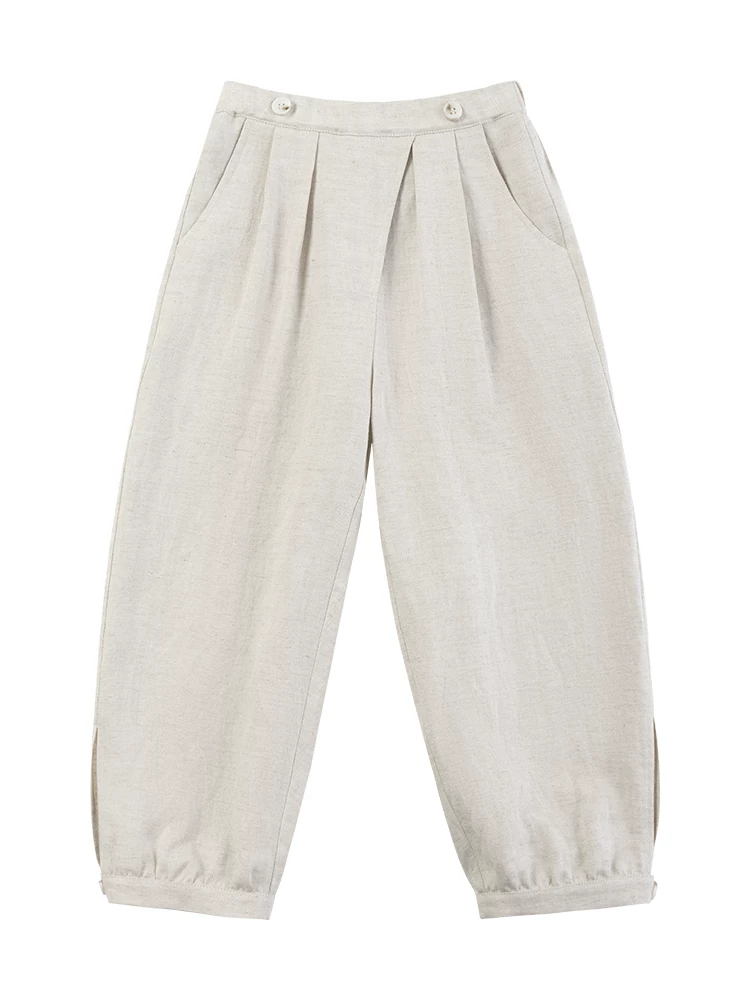 Quần harem mỏng màu be mùa hè cho bé trai và bé gái, quần jogger, quần chống muỗi cho trẻ lớn