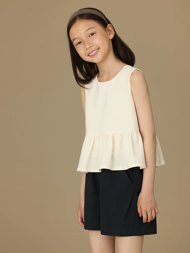 Áo vest trẻ em phong cách Pháp mùa hè, áo ngắn không tay đa năng thông thường dành cho bé gái, quần áo trẻ em hợp thời trang.