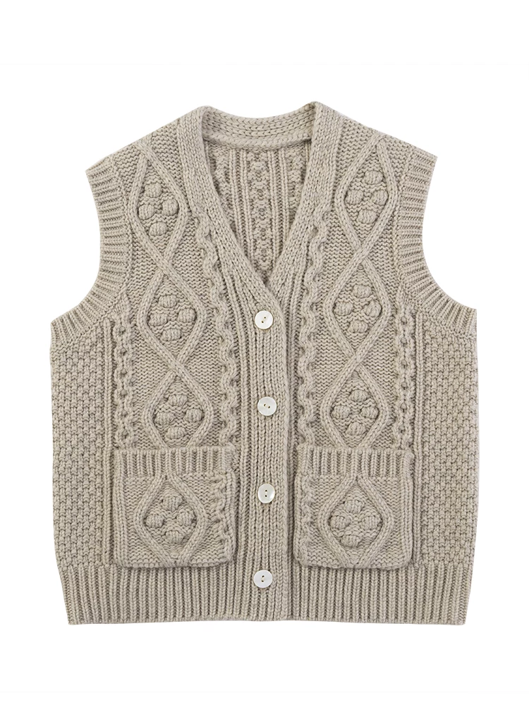 Quần áo trẻ em Hazi Áo vest trẻ em mùa thu đông Áo len pha cổ chữ V Áo len đan xoắn Áo len cardigan cho bé trai và bé gái