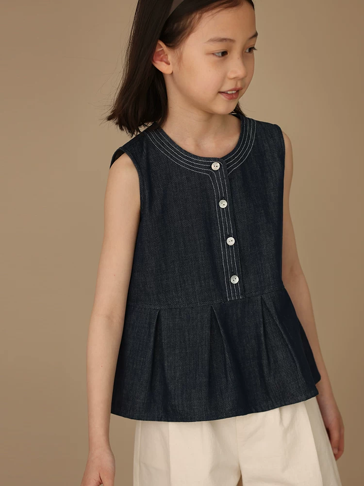 Bộ quần áo hè cho bé gái Hazi, kiểu mới 25 mẫu, chất liệu cotton nguyên chất, áo ba lỗ và quần bò, quần jogger mặc đôi mẹ và bé cho trẻ lớn hơn