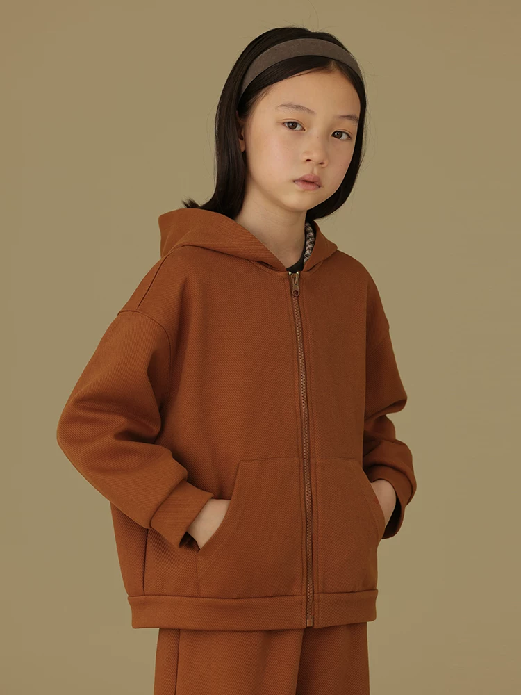 Bộ quần áo trẻ em mùa thu chất liệu cotton, kiểu dáng áo hoodie có khóa kéo, phong cách thể thao giản dị kiểu Mỹ, dành cho bé trai và bé gái.