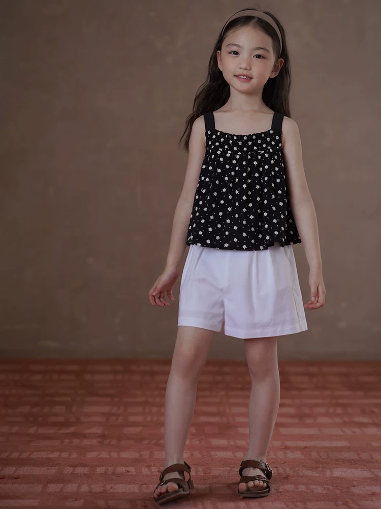 Quần áo trẻ em mùa hè quần kiểu Pháp giản dị dành cho trẻ em quần short dài đến đầu gối dành cho bé gái quần short trắng dành cho bé gái thân thiện với làn da và thoải mái