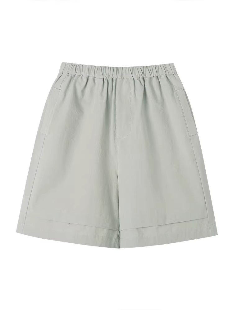 Quần short thể thao trẻ em, quần cotton đơn giản màu xám đa năng cho bé trai và bé gái, kiểu dáng mỏng mùa hè