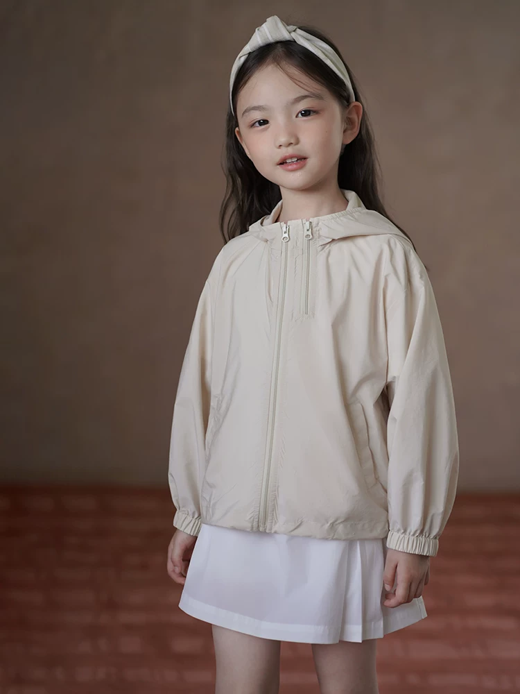 Quần áo trẻ em áo khoác có mũ mùa hè cho bé trai và bé gái quần áo chống nắng UPF50 quần áo da cho trẻ lớn hơn