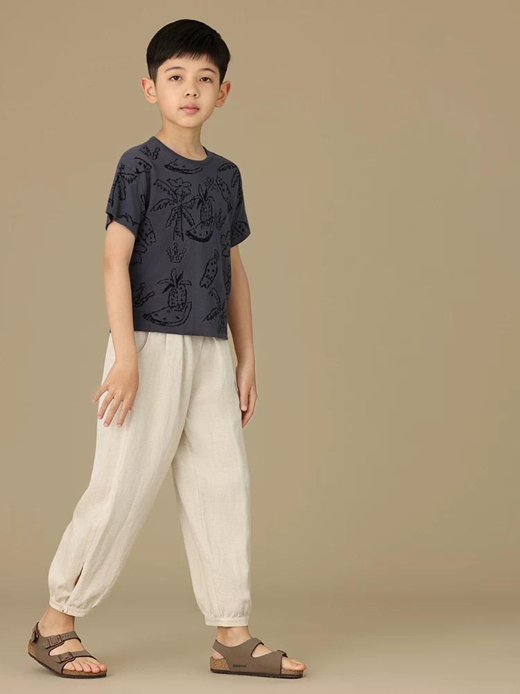 Quần harem mỏng màu be mùa hè cho bé trai và bé gái, quần jogger, quần chống muỗi cho trẻ lớn
