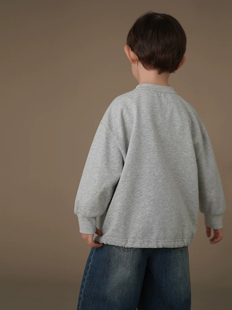 Quần áo trẻ em xuân thu phong cách Hàn Quốc áo nỉ rộng rãi bé trai và bé gái chất liệu cotton thân thiện với da áo khoác mỏng hợp thời trang