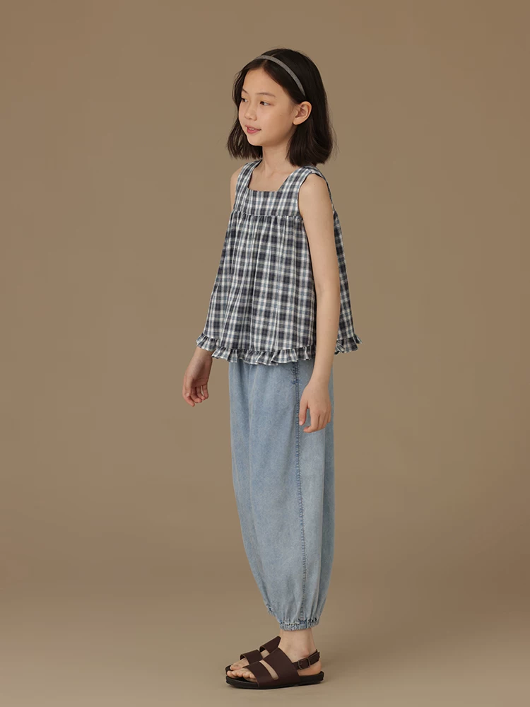 Quần denim trẻ em mùa hè mỏng thoáng khí quần dài thường ngày quần jogger chống muỗi quần bé trai bé gái quần chống nắng