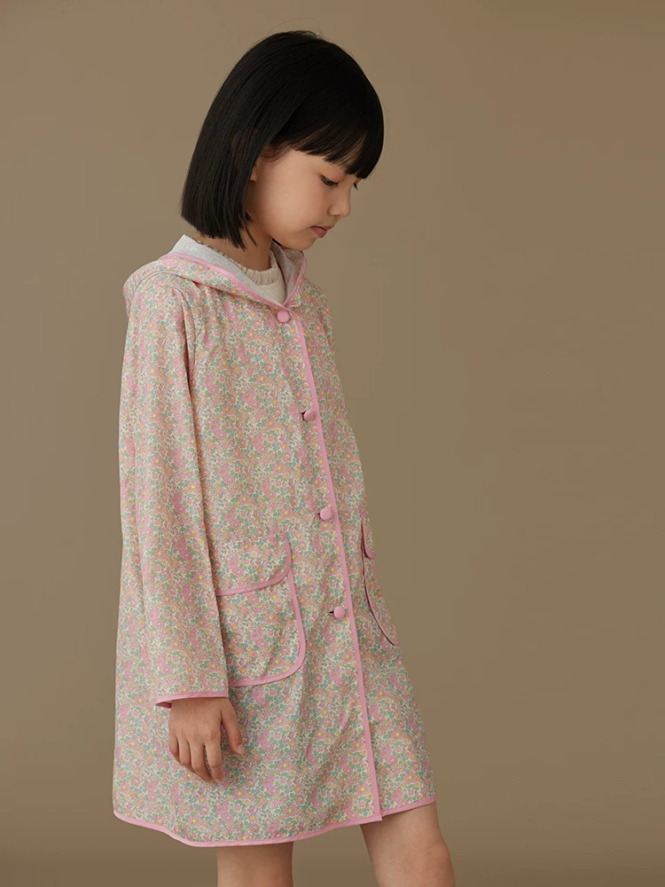 Áo mưa hoa hồng cho bé gái mùa hè, áo poncho có mũ chống thấm nước dành cho bé gái mẫu giáo và tiểu học.