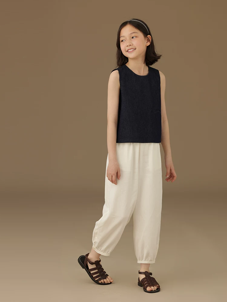 Quần áo mùa hè cho bé gái, áo vest denim đa năng và sành điệu, áo khoác ngoài bằng cotton mỏng.