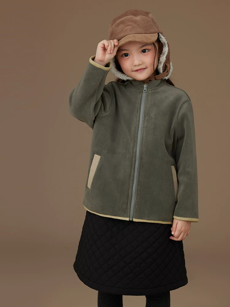 Bộ áo khoác giữ ấm bằng lông cừu cho trẻ em Bộ áo gió ba lớp chống gió dành cho bé trai và bé gái Bộ đồ dày mùa đông