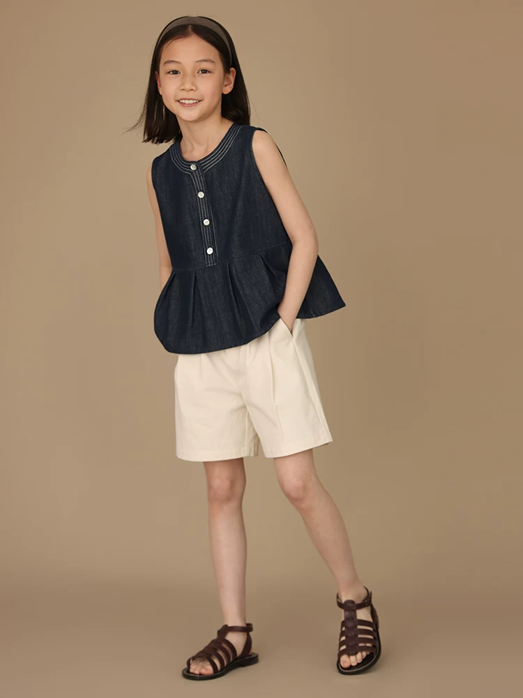 Bộ quần áo hè cho bé gái Hazi, kiểu mới 25 mẫu, chất liệu cotton nguyên chất, áo ba lỗ và quần bò, quần jogger mặc đôi mẹ và bé cho trẻ lớn hơn