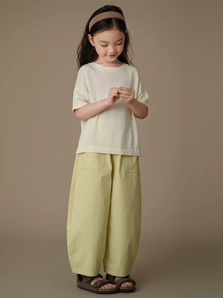 Quần áo mùa hè cho trẻ em quần cà rốt xanh mới quần thường ngày cho bé gái quần dài rộng đa năng kiểu dáng thời trang cho bé gái