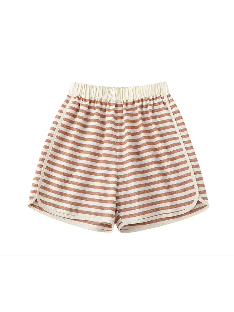 Quần áo mùa hè mới dành cho bé trai và bé gái, quần cotton chất lượng cao, quần short thể thao họa tiết sọc bố mẹ và con.