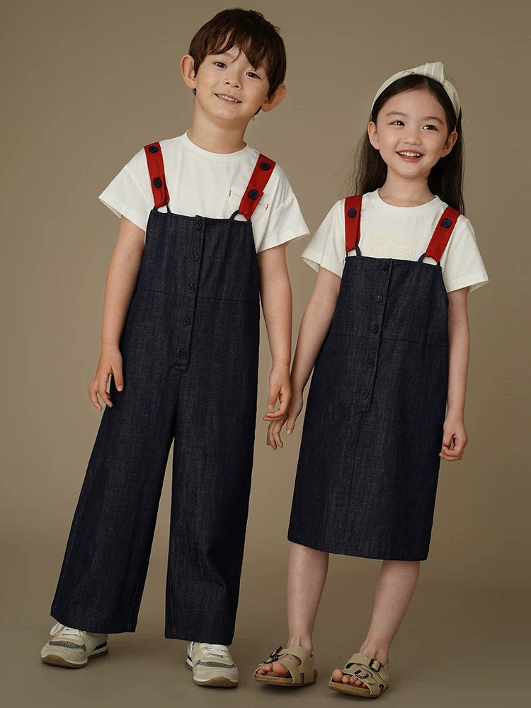 Hazi Quần Áo Trẻ Em Mùa Hè Váy Denim Trẻ Em Vintage Váy Suspender Thường Ngày Váy Không Tay Cho Bé Gái Thiết Kế Đơn Giản