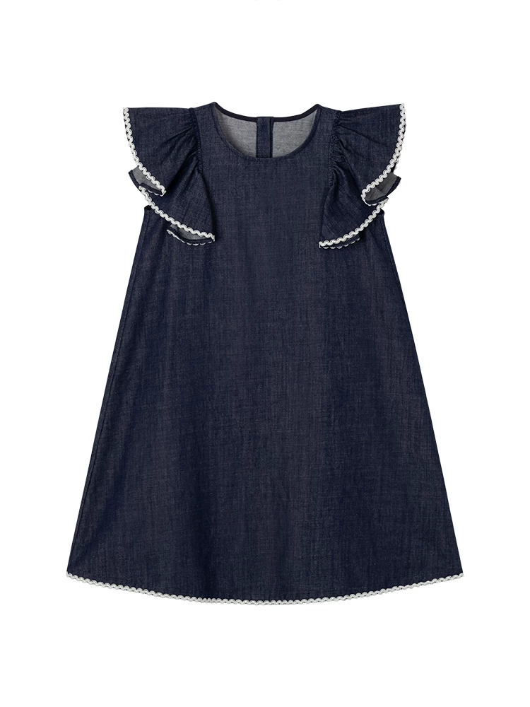 Quần áo trẻ em váy vest mùa hè cotton thoáng khí thân thiện với làn da váy denim bé gái váy bé gái có thiết kế đầy phong cách
