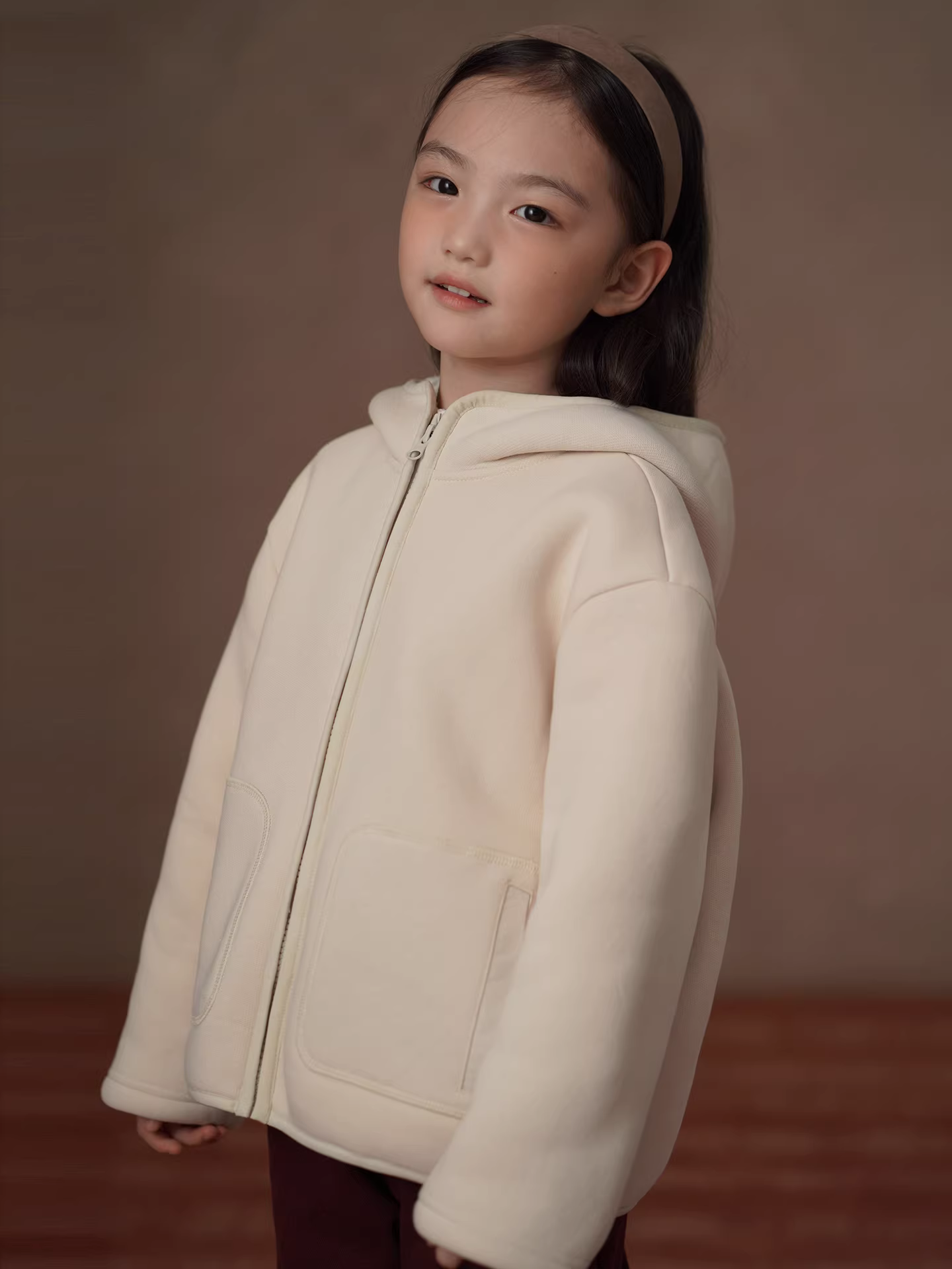 Quần áo trẻ em áo khoác có mũ trùm đầu dày dặn với lông cừu cổ cao nửa cổ áo khoác có mũ trùm đầu cho bé trai và bé gái mùa đông