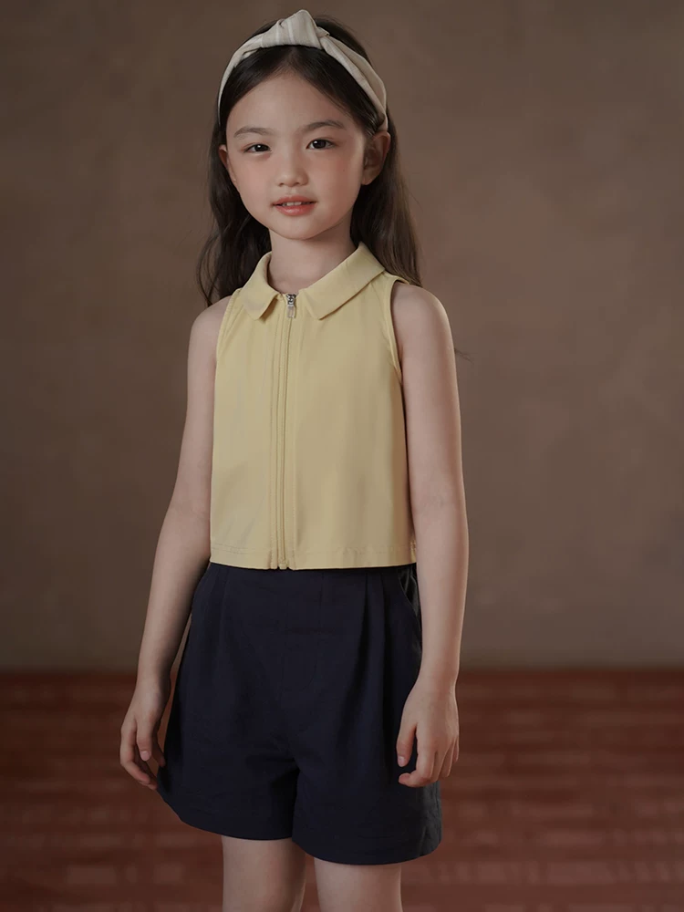 Quần thường ngày phong cách dân tộc màu xanh hải quân mùa hè dành cho trẻ em dành cho bé gái, quần short rộng rãi đa năng dành cho trẻ lớn hơn.