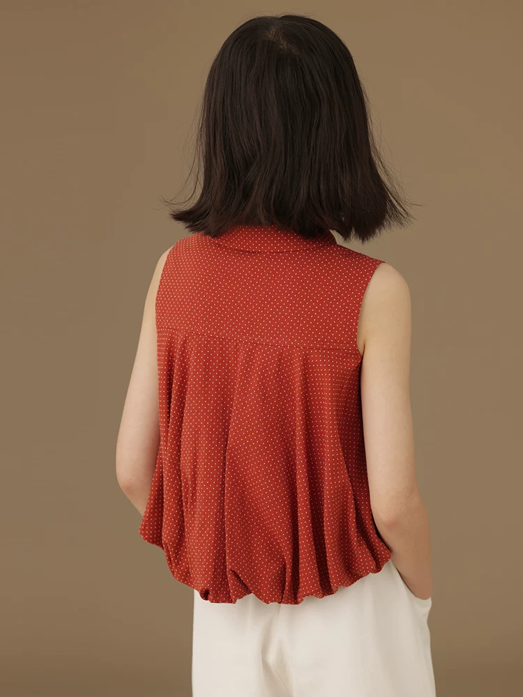 Áo sơ mi nữ chấm bi màu đỏ phong cách Trung Quốc mới đa năng và dễ thương áo vest trẻ em mùa hè cotton mỏng