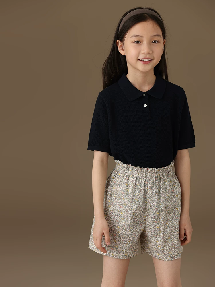 Quần áo trẻ em Hazi Xuân/Hè Mới về Thân thiện với làn da Cotton nguyên chất Tea Break Phong cách Pháp ngọt ngào Phong cách cha mẹ và con cái Quần short hoa thường ngày cho bé gái