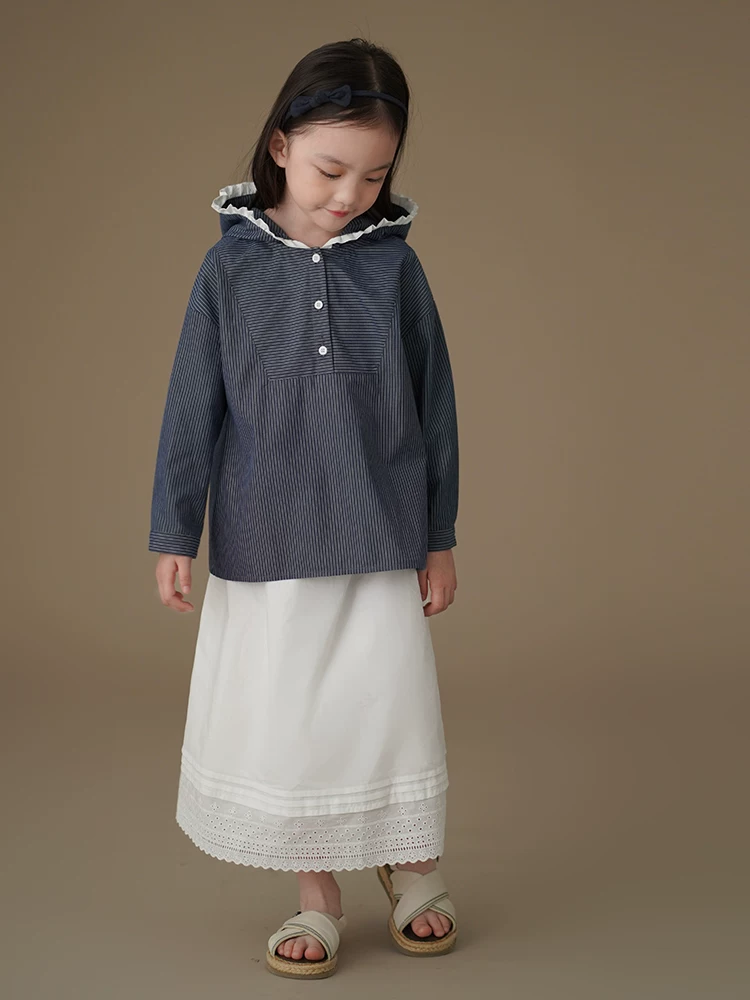 Quần áo trẻ em mùa xuân thu áo sọc cotton thân thiện với da ngọt ngào dễ thương áo hoodie có mũ cho bé gái trang phục mùa xuân
