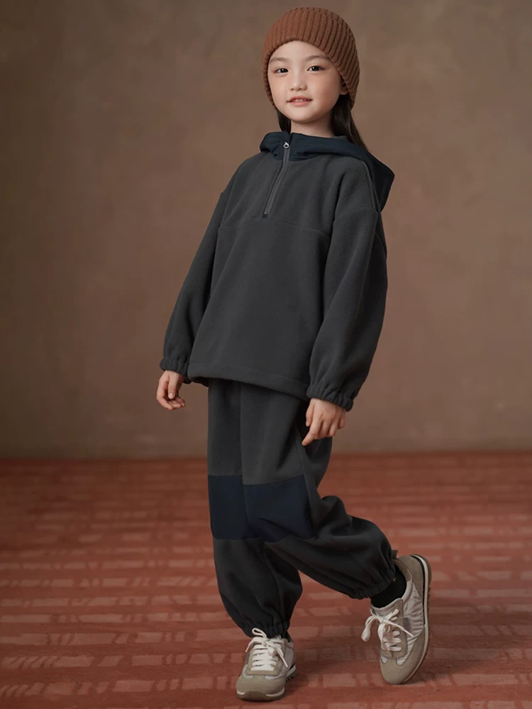 Bộ quần áo trẻ em: áo hoodie, quần jogger nỉ, trang phục mùa đông ấm áp cho bé trai và bé gái