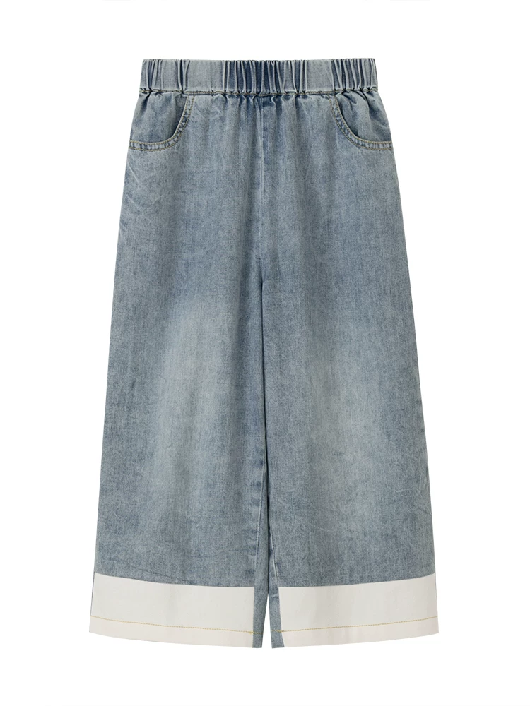 Quần dài chín điểm cho trẻ em mùa hè cotton mỏng đa năng quần dài quần âu bé trai bé gái quần jean dáng rộng vừa vặn