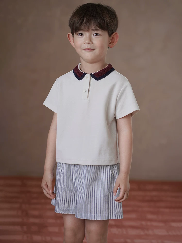 Quần áo trẻ em Hazi 25 Áo thun ngắn tay mùa hè cho trẻ em Áo sơ mi POLO sành điệu dành cho bé trai và bé gái Áo dệt kim Đơn giản và đa năng