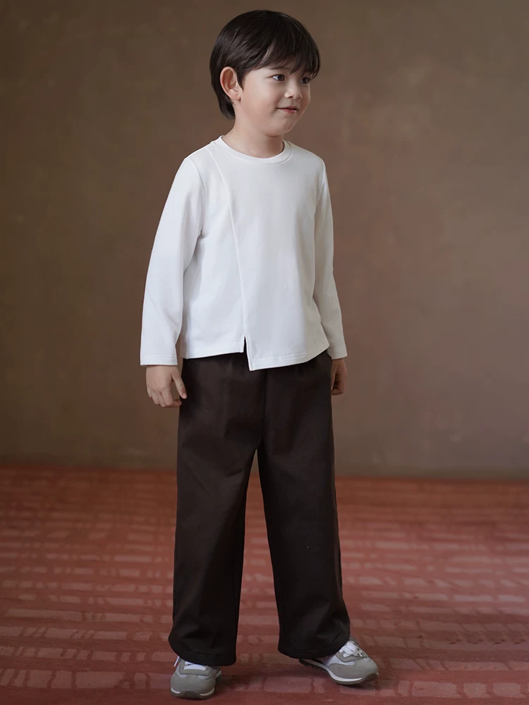 Quần áo trẻ em mùa thu đông áo thun trắng lông cừu ấm áp dài tay bé trai và bé gái lớp nền thun co giãn