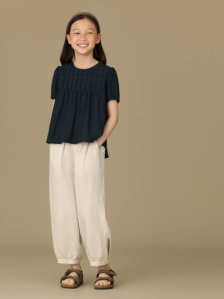 Quần harem mỏng màu be mùa hè cho bé trai và bé gái, quần jogger, quần chống muỗi cho trẻ lớn