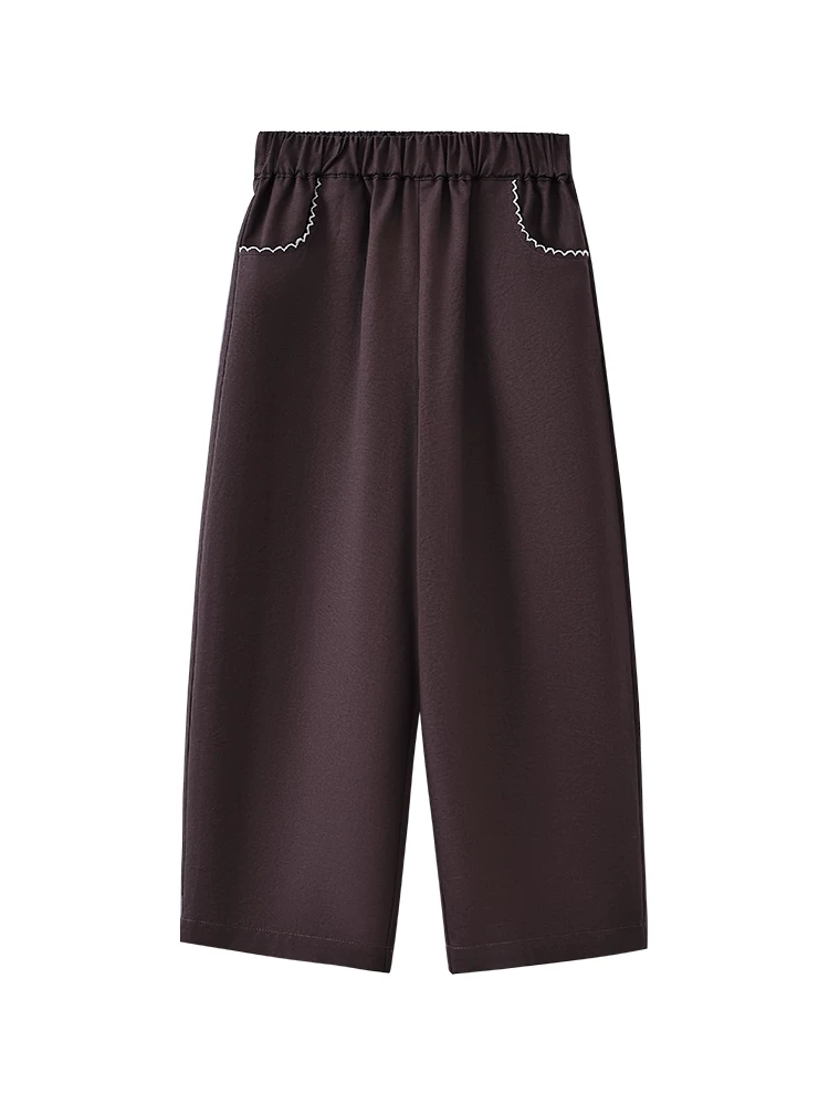 Quần ống thẳng cho trẻ em mùa xuân thu, cotton thân thiện với da, phong cách Hàn Quốc, quần cà rốt phối màu, quần dài thường ngày cho bé gái.