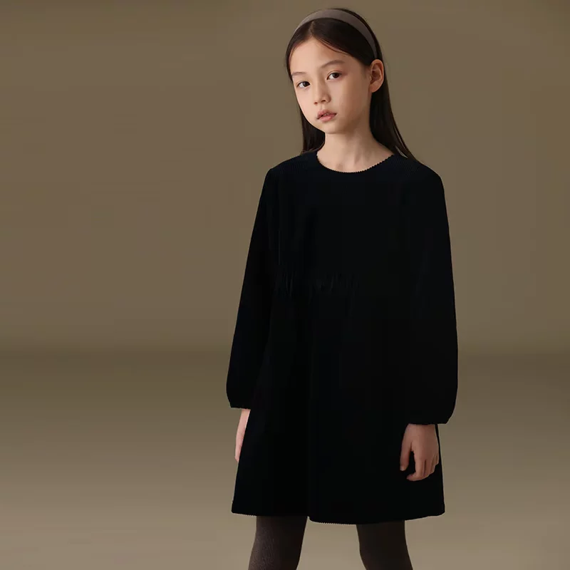 Quần áo trẻ em Hazi Váy chữ A xếp ly bằng vải cotton chải kỹ mùa đông Váy chữ A phong cách cha mẹ và con gái Trang phục mùa thu cho bé gái