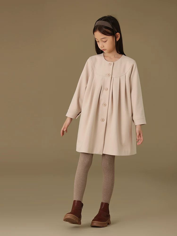 Quần áo trẻ em áo khoác thu đông, áo khoác dày giữ ấm kiểu trench coat cho trẻ lớn, áo khoác len thời trang cho bé gái.